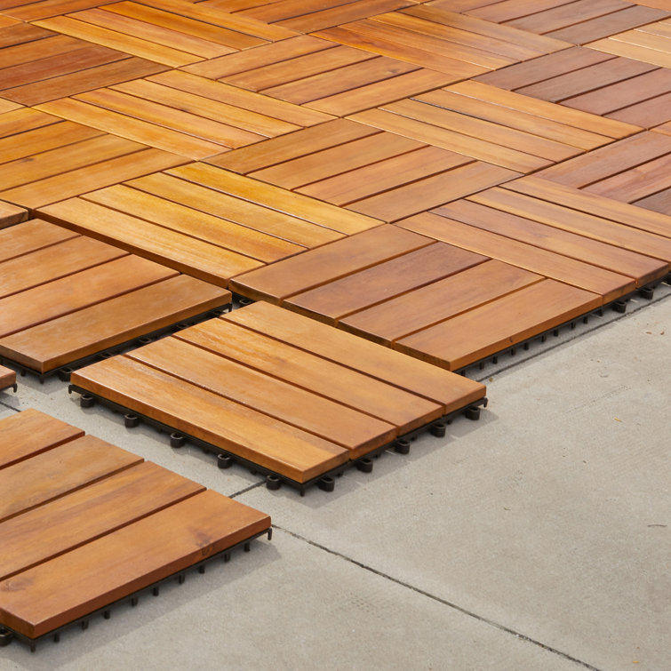 Onewell 12" x 12" Wood Interlocking Deck Tile in Brown Wayfair